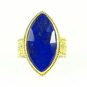 ANNA BECK Gili Sterling Silver 18K Gold Faceted Lapis Lazuli Ring Sz 7